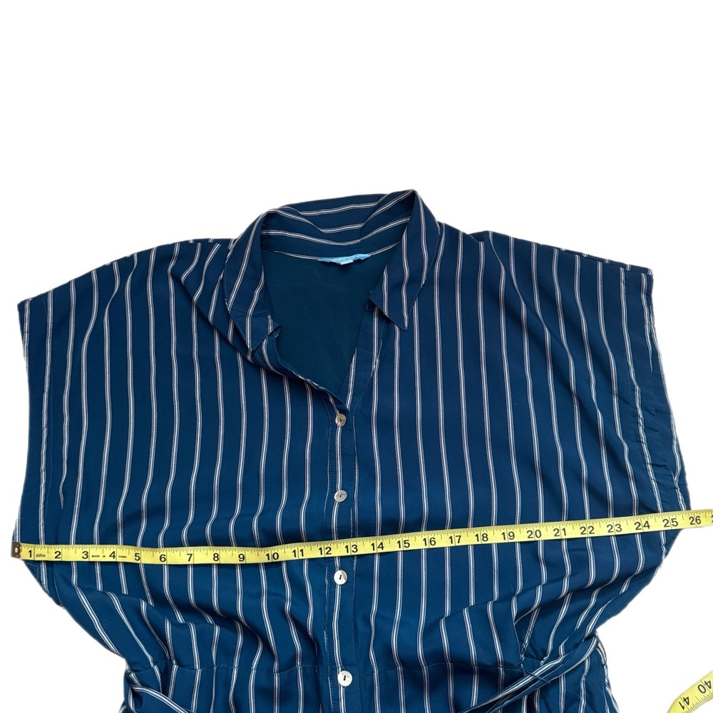 Navy Blue Striped Coastal Shirt Dress  size XXL - Picture 6 of 6
